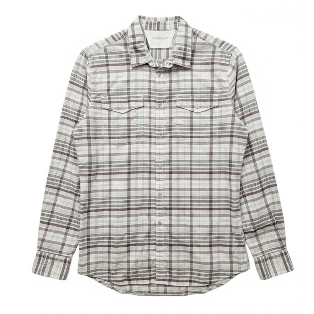Calvin Klein Jeans Men Pearl Snap Western Plaid Shirt Long Sleeve Gray Large